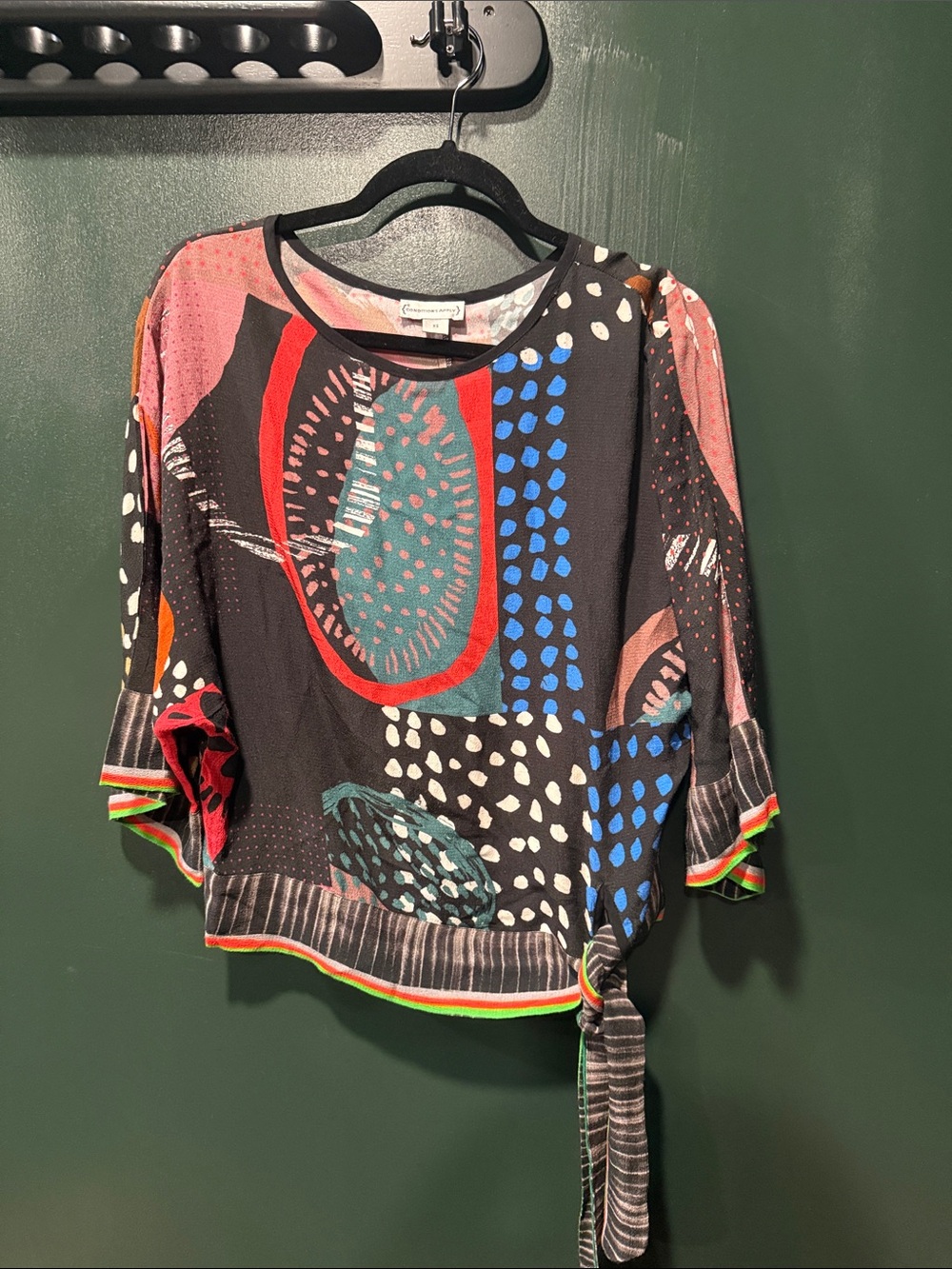 Conditions Apply Multi-Colored Tie Bottom Shirt